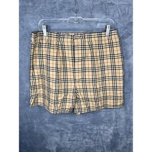 Burberry London Shorts Vintage Check Plaid Cotton Beige‎ Casual L